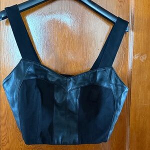 CAbi Black Bustier Faux leather Top